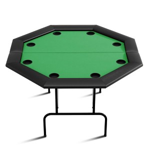 8-Player Foldable Octagon Poker Table with Cup Holders, Casino Game Table for Texas Hold'em, Blackjack, Card Night, Plastic Cup Holder - 1 of 4