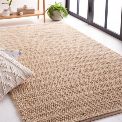 Beige Flat Woven Handmade Wool Rectangular Area Rug 4' x 6'