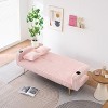 Vynxaria Minimalist White Corduroy Sofa with Throw Pillows - Elegant & Easy to Assemble - 2 of 4