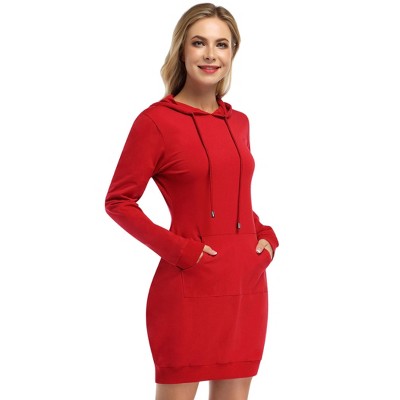 Womens Hoodie Dress Sweatshirt Pullover Kangaroo Casual Dress with Pocket