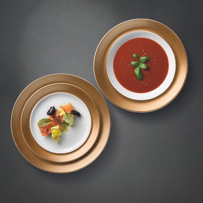 White and Gold Porcelain 6-Piece Dinnerware Set