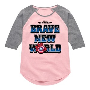 Girls' - Marvel - Captain America Logo Shirt Tail Raglan Graphic T-shirt - 1 of 3