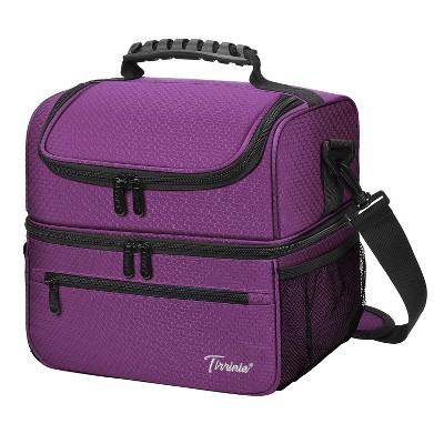 Tirrinia Dual Compartment Lunch Bag for Mens Womens Kids, Insulated Leakproof Reusable Lunch Cooler Tote Bag for Lunch Office School Picnic Beach