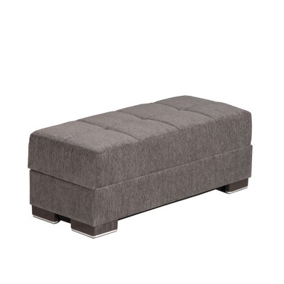 HomeRoots 52" Gray and Brown Chenille Tufted Storage Ottoman