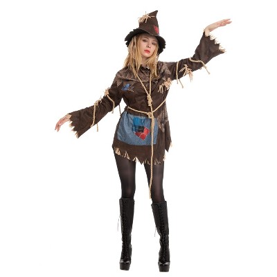 Joyfy Adult Women Scary Scarecrow Costume for Halloween Dress up Party