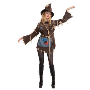 Joyfy Adult Women Scary Scarecrow Costume for Halloween Dress up Party - 1 of 4