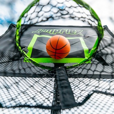 JumpFlex Black and Green Flexible Trampoline Basketball Hoop