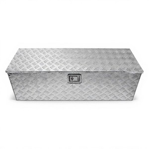 Aluminum Truck Tool Box with Lock & 2 Key,Diamond Plate Trailer Pickup Atv Truck Bed Tool Boxes,Rectangle,Silver,Truck Toolbox - 1 of 4