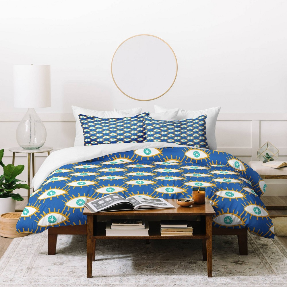 Photos - Duvet Deny Designs Queen Alja Horvat Eyes Don't Lie  Cover and Pillow Shams