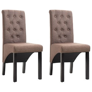 CLIHOME Modern style dining chair, solid wood leg soft cushion fabric kitchen chair(Set of 2) - 1 of 4