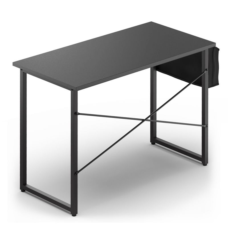 Costway 40''Modern Computer Desk Study Writing Table w/ Storage Bag Black/Coffee/Brown, 5 of 11