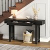 KIGFTSOD Narrow Console Table with Rattan Accent & Storage Drawers, Natural Wood Finish, Rustic Sofa Table for Living Room & Hallway - 2 of 4