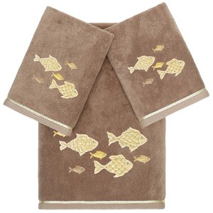 Linum Home Textiles 100% Turkish Cotton FIGI Embellished Towel Set - 1 of 4