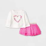Baby Girls' Heart Tutu Top & Bottom Set - Cat & Jack™ Neon Pink