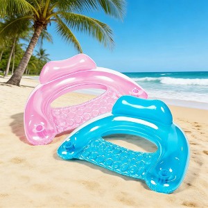 Jasonwell 2-Pack Inflatable Pool Chairs with Cup Holders, 49"x35" Hammock Noodle Mat for Summer Fun, Blue & Pink - 1 of 4