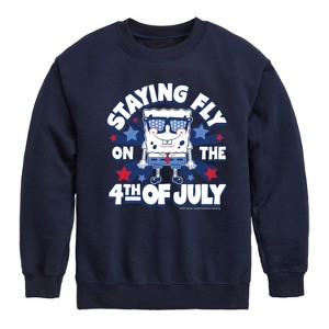 Boys' - SpongeBob SquarePants - Fly on the 4th of July Graphic Long Sleeve Fleece Sweatshirt - 1 of 4
