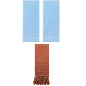 REGALWOVEN 3 Packs Striped and Tassels Bathroom Hand Towel 14" x 30" - 1 of 4