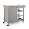 PAGED Kitchen Island with Solid Wood Top, Rolling Kitchen Cart with Spice Rack, Towel Rack and Drawer for Kitchen - 3 of 4