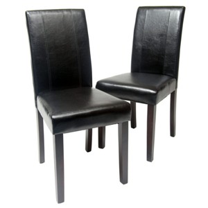 Syemin Dining Chairs Solid Wood Upholstered Bar Stools Set of 2 Counter Height Dining Chair Mid Century Kitchen Chair, Black, 21"*16.5"*35.5" - 1 of 4