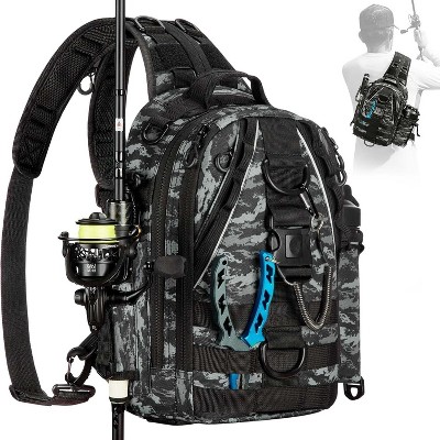 Fishing Backpack with Rod Holder, Lightweight Sling Bag Storge Gear and Equipment
