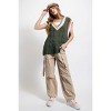 Slickblue Women's Cable Knit Pullover Sweater Vest, Boxy Oversized Fit, V-Neck, Forrest Green, Size S - 3 of 4