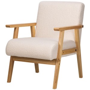 Nordlys Solid Wood Velvet Lounge Chair Countryside Style Living Room - 1 of 4