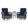 UPHA 3-Piece Patio Outdoor Wicker Swivel Rocking Chair Set with Side Table and Cushions - 2 of 4