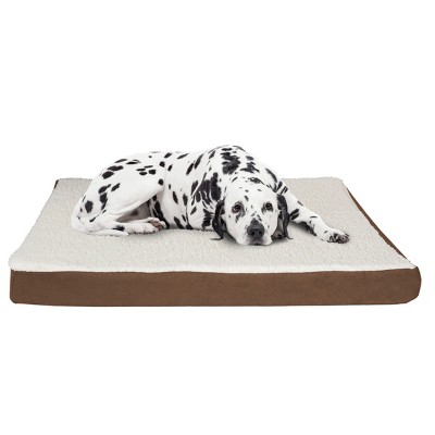 Orthopedic Dog Bed – 2-Layer Memory Foam Dog Bed with Machine Washable Sherpa Cover – 44x35 Dog Bed for Large Dogs up to 100lbs by PETMAKER (Brown)