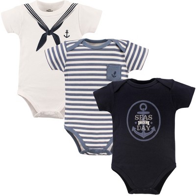 Image of Little Treasure Baby Boy Cotton Bodysuits 3pk, Sailor, 9-12 Months
