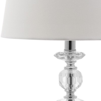 Derry 15-Inch Clear Crystal Table Lamp with Off-White Shade