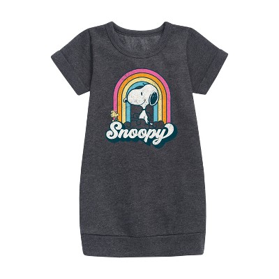 - Peanuts - Snoopy Rainbow Clouds Graphic Short Sleeve Fleece Dress