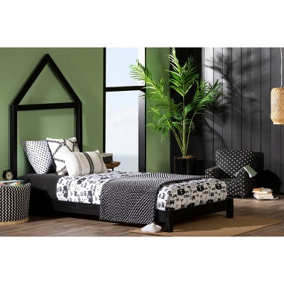 Whimsical Sweedi Twin House Frame Bed in Matte Black