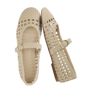 CUSHIONAIRE  Windsor Woven Womens Flats with Adjustable Strap – Comfortable Mary Jane Ballet Flats for Women - 1 of 4