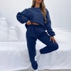 Mocamel Women's Solid Color Simple Tracksuit， Loose Fit Long Sleeve Top and Pants Set - 3 of 4