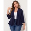 Women's Plus Size Blazer Notch Panel Work Business Casual Outfits Dressy Suit Jacket Peplum Blazers - 2 of 4
