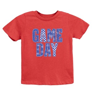 Game Day Blue Checkered - Kids Youth Short Sleeve Graphic T-Shirt and Toddler Short Sleeve Graphic T-Shirt - 1 of 3