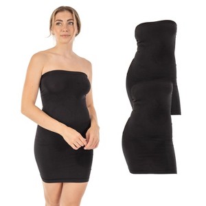 Body Beautiful Shapewear Smooth Strapless Full Body Slip Shaper Nylon Black Large/X Large, 2-Pack - 1 of 4
