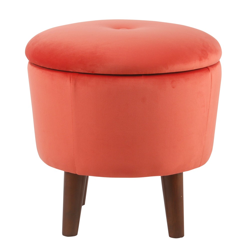 Modern Round Velvet Tufted Storage Ottoman Persimmon Orange - Homepop was $104.99 now $78.74 (25.0% off)