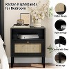 Angel Sar Rattan Night Stand Set 2, Boho Black Nightstands Set of 2 - 4 of 4