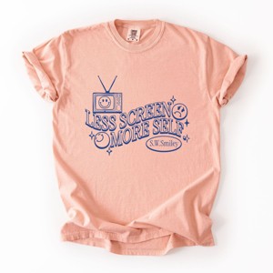 S.W.Smiley Less Screen More Self - Women's Garment Dyed Graphic T-Shirt - 1 of 4