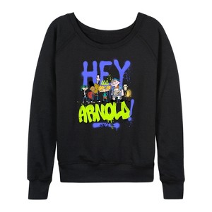 Women's - Hey Arnold! - Retro Arnold Since 96 Lightweight French Terry Wide Neck Long Sleeve Shirt - 1 of 4