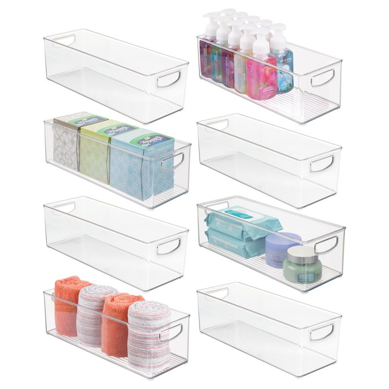 mDesign Small Plastic Bathroom Storage Container Bin with Handles, 1 of 9