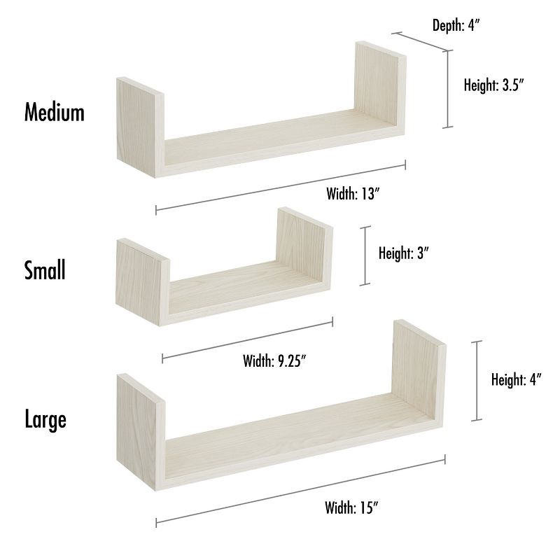 Americanflat Floating Shelves Made Of Composite Wood - Wall Mounted in Various Dimensions - Pack Of 3, 2 of 8