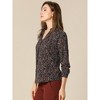 INSPIRE CHIC Women's V-neck Long Sleeve Floral Faux Pocket Blouse - 4 of 4