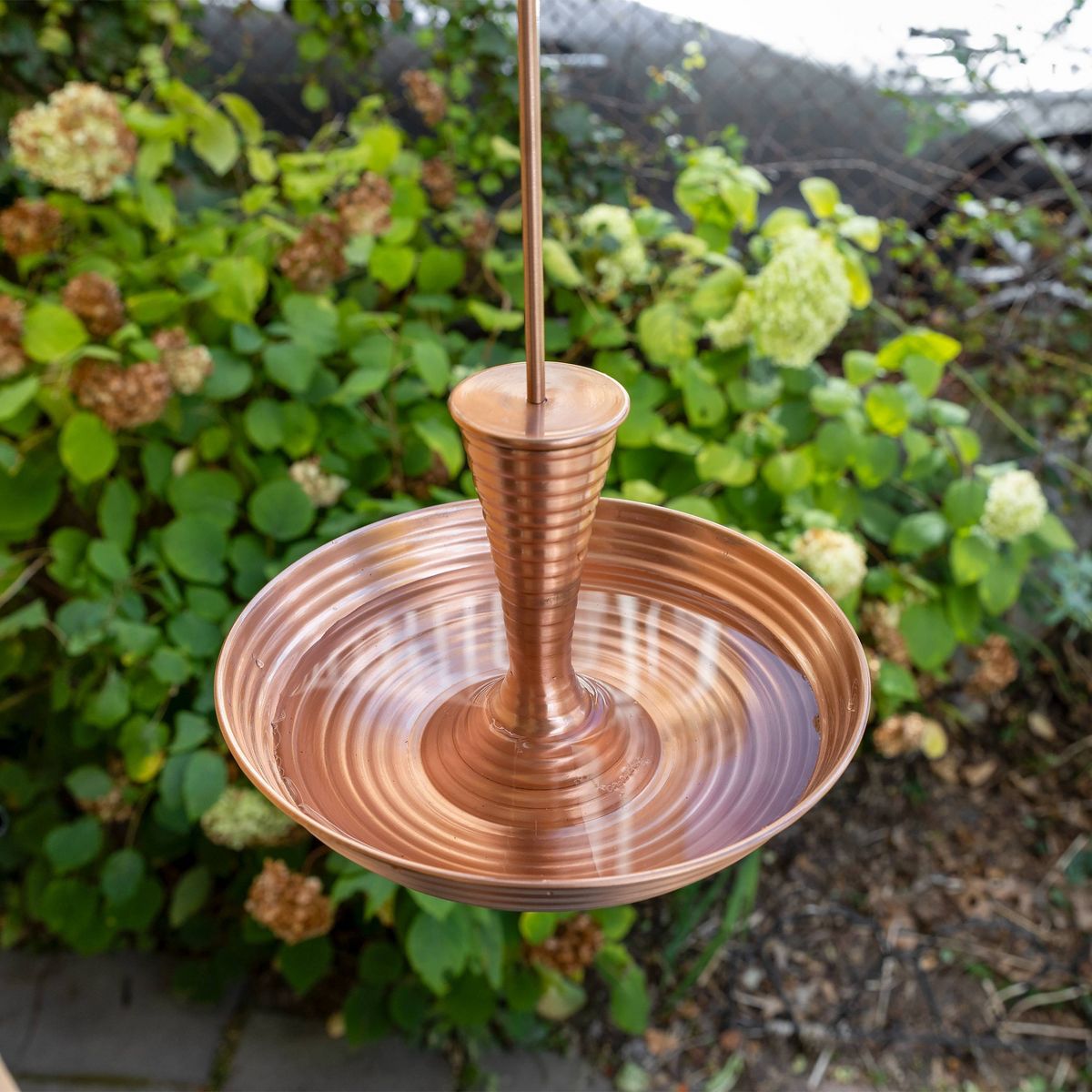Achla Designs 14" Stylish Brass Hanging Droplet Birdbath Feeder - Copper - thumbnail 2