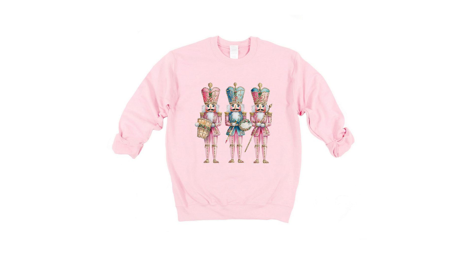 Simply Sage Market Women's Graphic Sweatshirt Nutcracker Pink - L - Light Pink