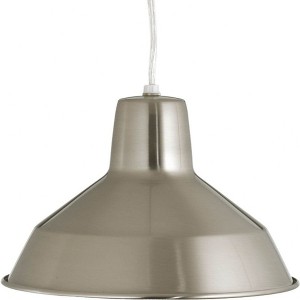 Progress Lighting, Warehouse Collection, 1-Light Mini-Pendant, Brushed Nickel, Spun Metal Shade, Material: Steel - 1 of 2