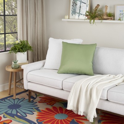Aloha Green Reversible 20" Square Indoor Outdoor Throw Pillow