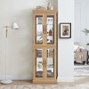 Sevobal,Decorative Storage Cabinets, Freestanding Storage Cabinet includes Spacious Drawer Beneath Glass Display Area, Beige, 24.21*12.2*71.36 - 2 of 4