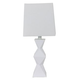 20.5" Knox Stacked Diamond Tale Lamp Satin White - Decor Therapy